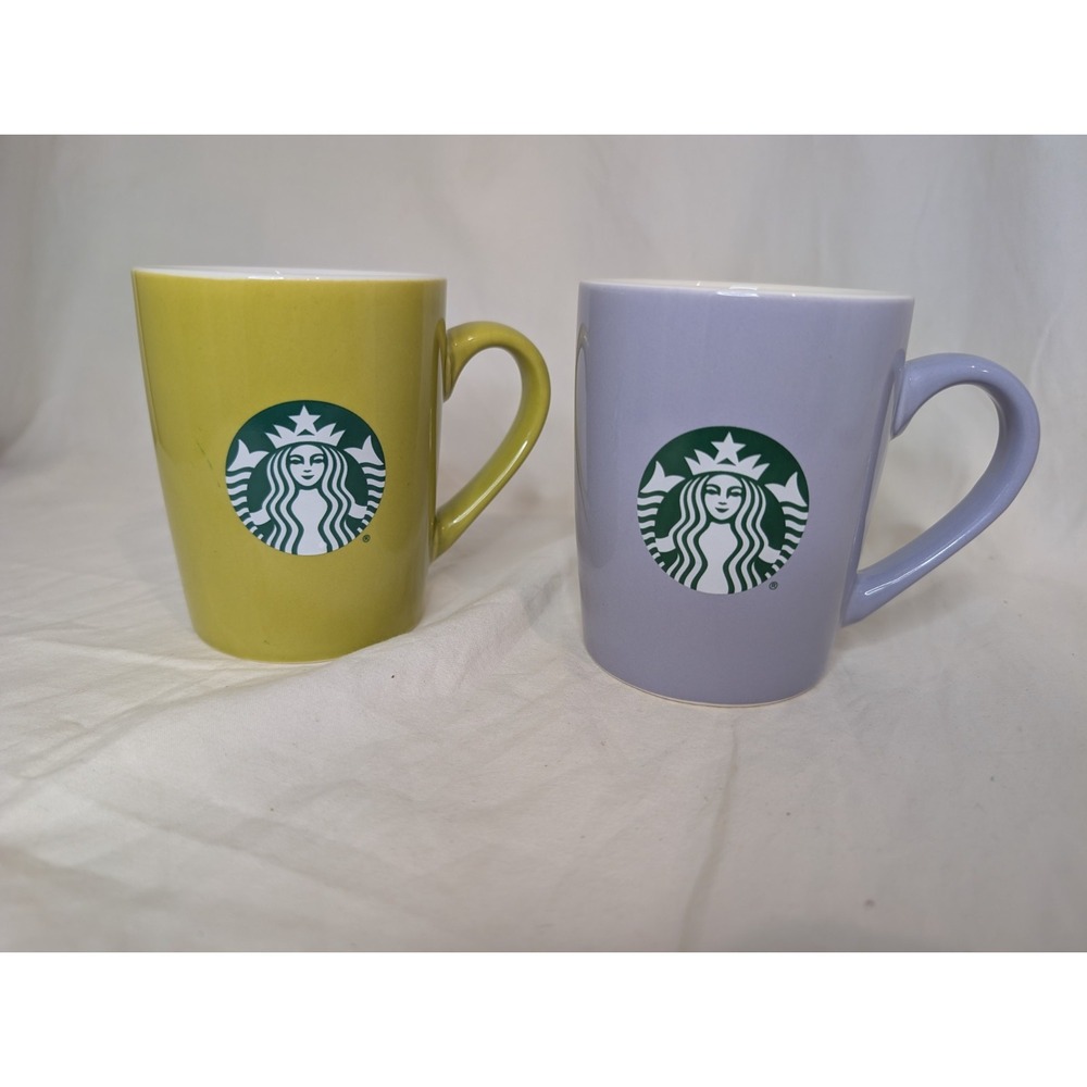 Starbucks Coffee Mug 10oz Lavender Purple And Lime Green Ceramic‎ 2021 Logo Cup